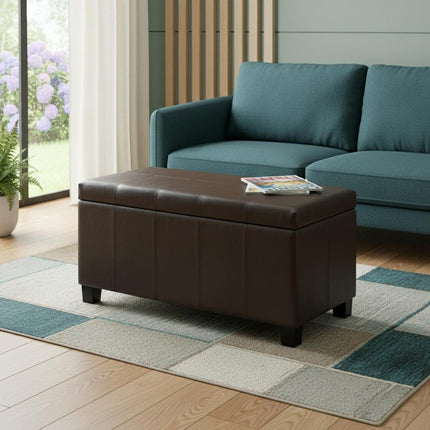 36" Dark Brown and Chocolate Upholstery Storage Ottoman