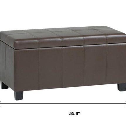 36" Dark Brown and Chocolate Upholstery Storage Ottoman