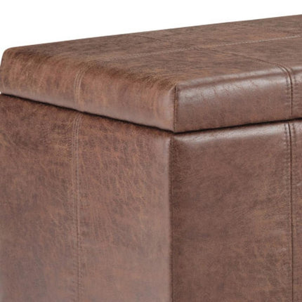 36" Dark Brown and Brown Upholstery Storage Ottoman