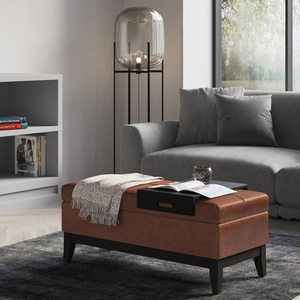 42" Dark Brown and Brown Upholstery Storage Ottoman