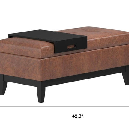 42" Dark Brown and Brown Upholstery Storage Ottoman