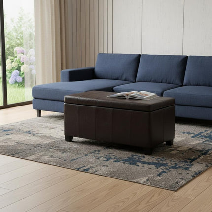 36" Dark Brown and Brown Upholstery Storage Ottoman