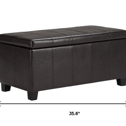 36" Dark Brown and Brown Upholstery Storage Ottoman