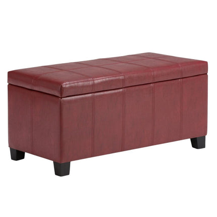 36" Dark Brown and Red Upholstery Storage Ottoman