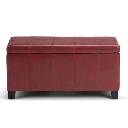 36" Dark Brown and Red Upholstery Storage Ottoman
