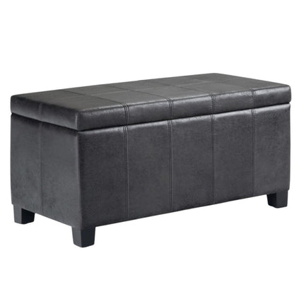 36" Dark Brown and Black Upholstery Storage Ottoman