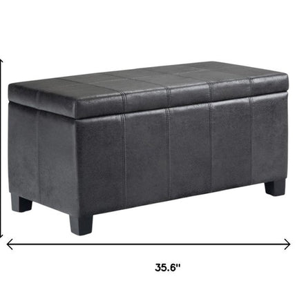 36" Dark Brown and Black Upholstery Storage Ottoman