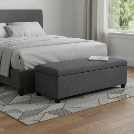 48" Dark Brown and Slate Gray Upholstery Storage Ottoman