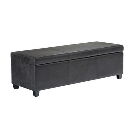 48" Dark Brown and Black Upholstery Storage Ottoman