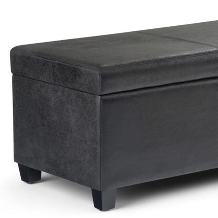 48" Dark Brown and Black Upholstery Storage Ottoman