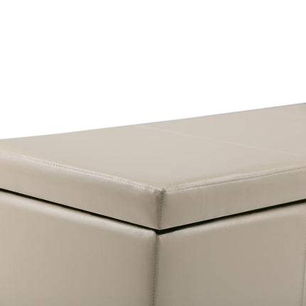 48" Dark Brown and Cream Upholstery Storage Ottoman