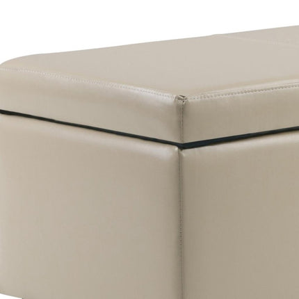 48" Dark Brown and Cream Upholstery Storage Ottoman