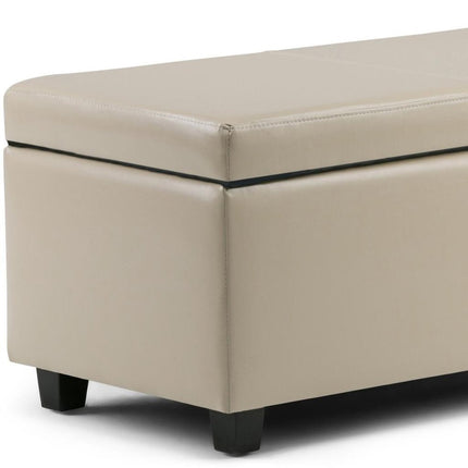 48" Dark Brown and Cream Upholstery Storage Ottoman