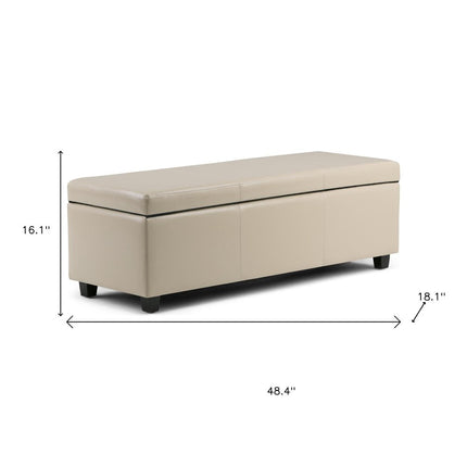 48" Dark Brown and Cream Upholstery Storage Ottoman