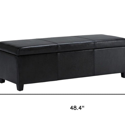 48" Dark Brown and Black Upholstery Storage Ottoman
