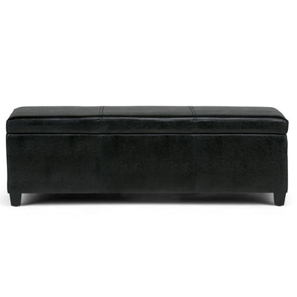 48" Dark Brown and Black Upholstery Storage Ottoman