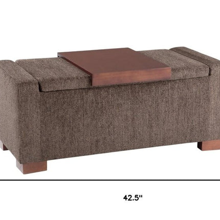 43" Brown Upholstery Storage Ottoman