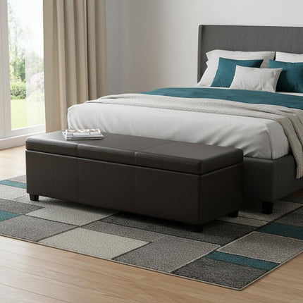 54" Dark Brown and Brown Upholstery Storage Ottoman