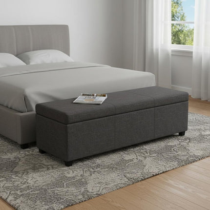 54" Dark Brown and Slate Gray Upholstery Storage Ottoman