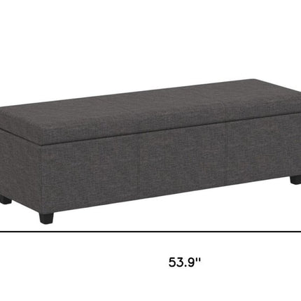54" Dark Brown and Slate Gray Upholstery Storage Ottoman