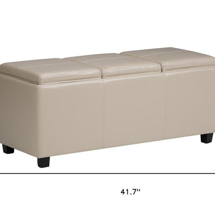 42" Dark Brown and Cream Upholstery Storage Ottoman