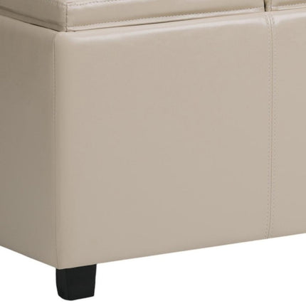 42" Dark Brown and Cream Upholstery Storage Ottoman
