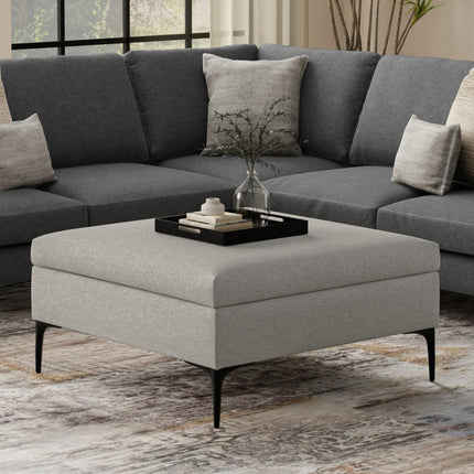 36" Black and Cloud Upholstery Storage Ottoman