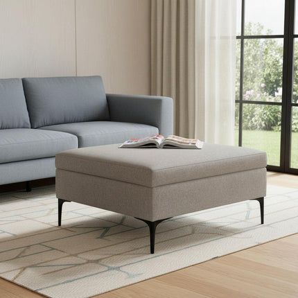 36" Black and Cloud Upholstery Storage Ottoman