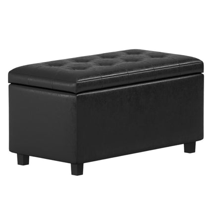 34" Dark Brown and Black Upholstery Storage Ottoman