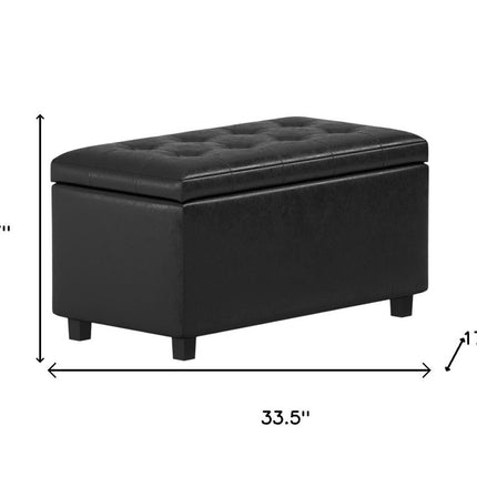 34" Dark Brown and Black Upholstery Storage Ottoman