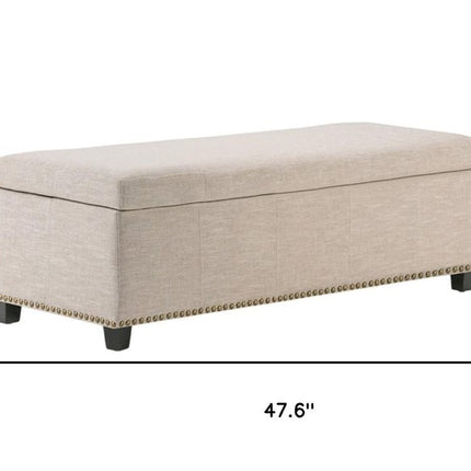 48" Dark Brown and Cafe Noir Upholstery Storage Ottoman