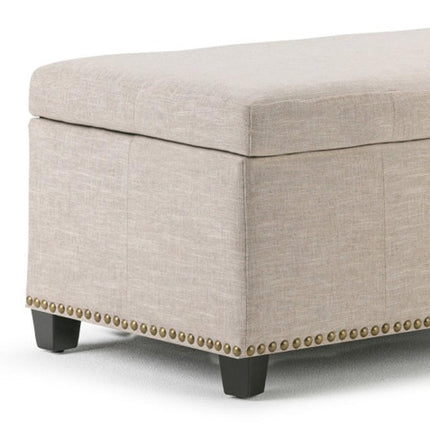 48" Dark Brown and Cafe Noir Upholstery Storage Ottoman