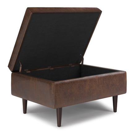 34" Brown Upholstery Storage Ottoman