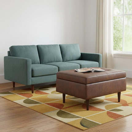 34" Brown Upholstery Storage Ottoman