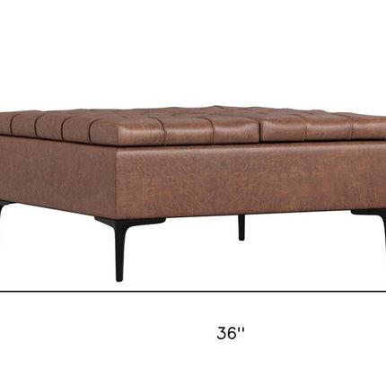 36" Black and Brown Upholstery Storage Ottoman