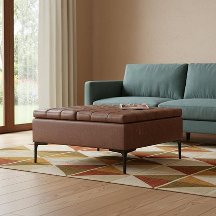 36" Black and Brown Upholstery Storage Ottoman