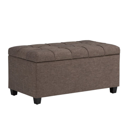 33" Espresso and Fawn Upholstery Storage Ottoman