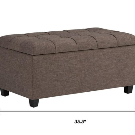 33" Espresso and Fawn Upholstery Storage Ottoman