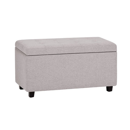 34" Dark Brown and Cloud Upholstery Storage Ottoman