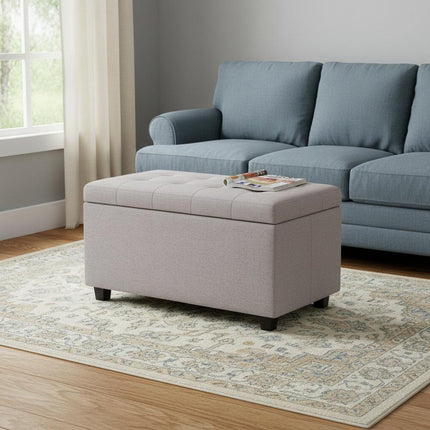 34" Dark Brown and Cloud Upholstery Storage Ottoman