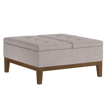 36" Walnut and Cloud Upholstery Storage Ottoman