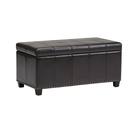 33" Espresso and Brown Upholstery Storage Ottoman