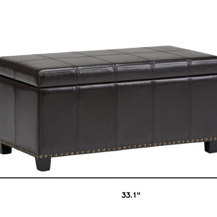 33" Espresso and Brown Upholstery Storage Ottoman