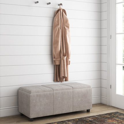 42" Dark Brown and Gray Upholstery Storage Ottoman