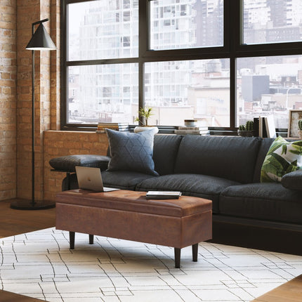 48" Brown Upholstery Storage Ottoman