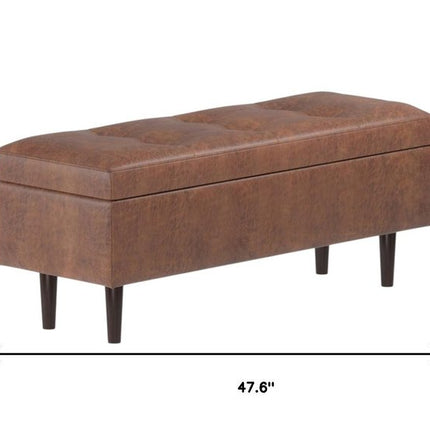 48" Brown Upholstery Storage Ottoman