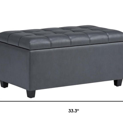 33" Espresso and Gray Upholstery Storage Ottoman