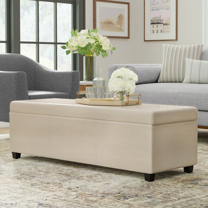 54" Dark Brown and Cream Upholstery Storage Ottoman