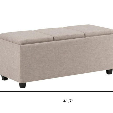 42" Dark Brown and Natural Upholstery Storage Ottoman