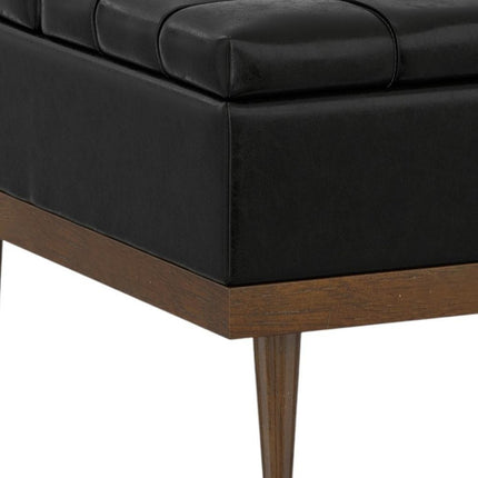 36" Walnut and Black Upholstery Storage Ottoman